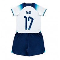 Fotballdrakt Barn England Bukayo Saka #17 Hjemmedraktsett VM 2022 Kortermet (+ Korte bukser)